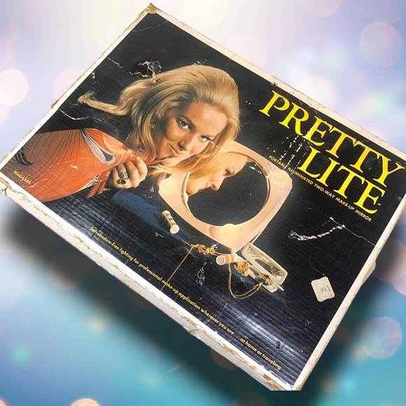 Vintage 1969 Pretty-Lite Two Sided Lighted Makeup Mirror Original Box Tested - Picture 13 of 15